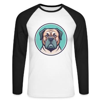 Kurdische Dogge Hunderasse Cartoon Kawaii Clipart - Unisex Baseballshirt langarm - Weiß/Schwarz - Vorne - Nik (191cm)