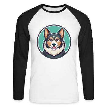 Lapinporokoira Hunderasse Cartoon Kawaii Clipart - Unisex Baseballshirt langarm - Weiß/Schwarz - Vorne - Nik (191cm)