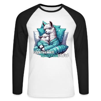 Offizielles Kuschelshirt Lama Lamas Geschenk - Unisex Baseballshirt langarm - Weiß/Schwarz - Vorne - Nik (191cm)