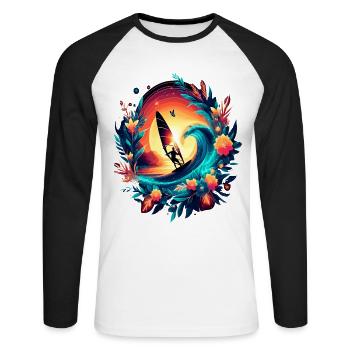 Véliplanchiste Tropical Sunset tro - T-shirt baseball manches longues Homme - blanc/noir - Devant - Nik (191cm)