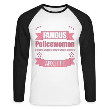 Policewoman Profession Ladies Gift - Unisex Long Sleeve Baseball T-Shirt - white/black - Front - Nik (191cm)