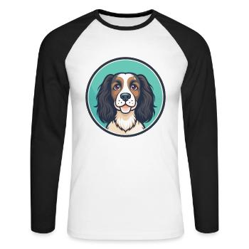 Norfolk Spaniel Dog Breed Cartoon Kawaii Clipart - Unisex Long Sleeve Baseball T-Shirt - white/black - Front - Nik (191cm)