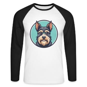 Paisley Terrier Hunderasse Cartoon Kawaii Clipart - Unisex Baseballshirt langarm - Weiß/Schwarz - Vorne - Nik (191cm)
