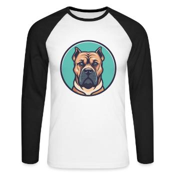 Perro De Presa Canario Hunderasse Cartoon Kawaii - Unisex Baseballshirt langarm - Weiß/Schwarz - Vorne - Nik (191cm)