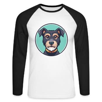 Patterdale Terrier Dog Breed Cartoon Kawaii - Unisex Long Sleeve Baseball T-Shirt - white/black - Front - Nik (191cm)