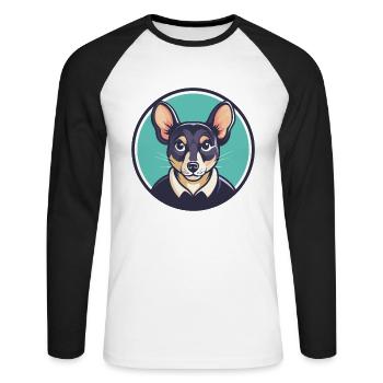 Ratonero Valenciano Race Chien Drôle Dessin Animé Kawaii - T-shirt baseball manches longues Homme - blanc/noir - Devant - Nik (191cm)