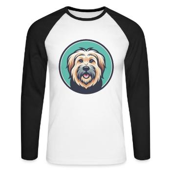chien de berger des Pyrénées race de chien dessin animé Kawaii Clipart - T-shirt baseball manches longues Homme - blanc/noir - Devant - Nik (191cm)