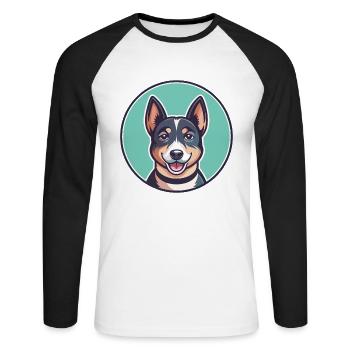 Sapsali Dog Breed Cartoon Character Kawaii Clipart - Unisex Long Sleeve Baseball T-Shirt - white/black - Front - Nik (191cm)
