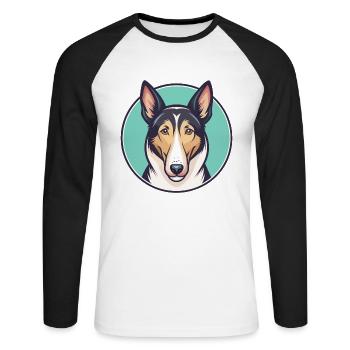 Smooth Collie Hunderasse Cartoon Kawaii Clipart Haustier - Unisex Baseballshirt langarm - Weiß/Schwarz - Vorne - Nik (191cm)