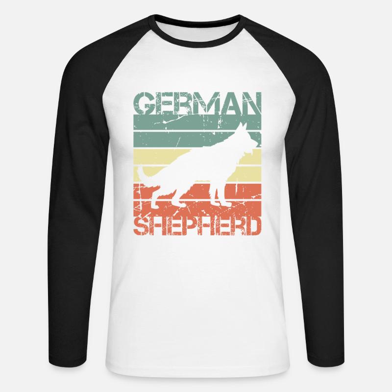 Retro Deutscher Schäferhund - Unisex Baseballshirt langarm - Weiß/Schwarz