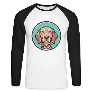 Wirehaired Vizsla Dog Breed Cartoon Kawaii Clipart - Unisex Long Sleeve Baseball T-Shirt - white/black - Front - Nik (191cm)