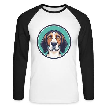 Treeing Walker Coonhound Dog Breed Cartoon Kawaii - Unisex Long Sleeve Baseball T-Shirt - white/black - Front - Nik (191cm)