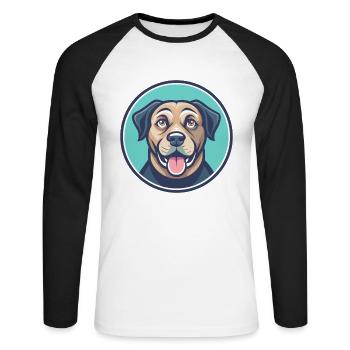Tosa Hunderasse Cartoon Kawaii Clipart Illustration - Unisex Baseballshirt langarm - Weiß/Schwarz - Vorne - Nik (191cm)