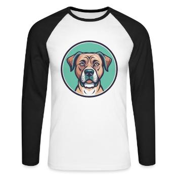 Treeing Tennessee Brindle Dog Breed Cartoon Kawaii - Unisex Long Sleeve Baseball T-Shirt - white/black - Front - Nik (191cm)