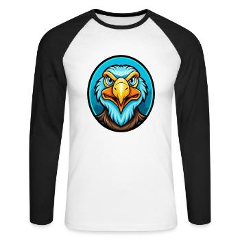 Vulture Coloré Kawaii Dessin Animé Personnage Clipart - T-shirt baseball manches longues Homme - blanc/noir - Devant - Nik (191cm)
