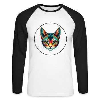 Pixie Bob Cat Breed Cartoon Kawaii Animal Pet - Unisex Long Sleeve Baseball T-Shirt - white/black - Front - Nik (191cm)