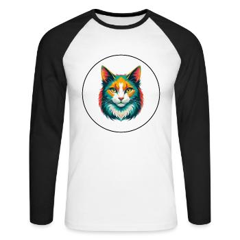 Turkish Angora Cat Breed Cartoon Kawaii Animal Pet - Unisex Long Sleeve Baseball T-Shirt - white/black - Front - Nik (191cm)
