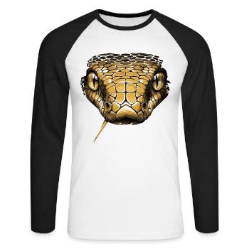 Serpent Python Cobra Mamba Serpent à sonnettes Serpent - T-shirt baseball manches longues Homme - blanc/noir - Devant - Nik (191cm)