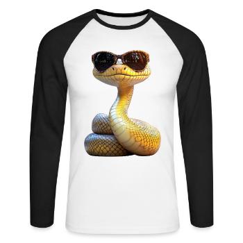 Serpent Python Cobra Mamba Serpent à sonnettes Serpent - T-shirt baseball manches longues Homme - blanc/noir - Devant - Nik (191cm)