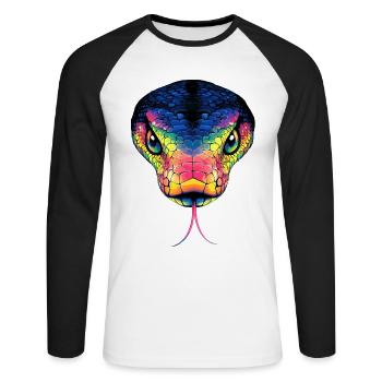 Serpent Python Cobra Mamba Serpent à sonnettes Serpent - T-shirt baseball manches longues Homme - blanc/noir - Devant - Nik (191cm)