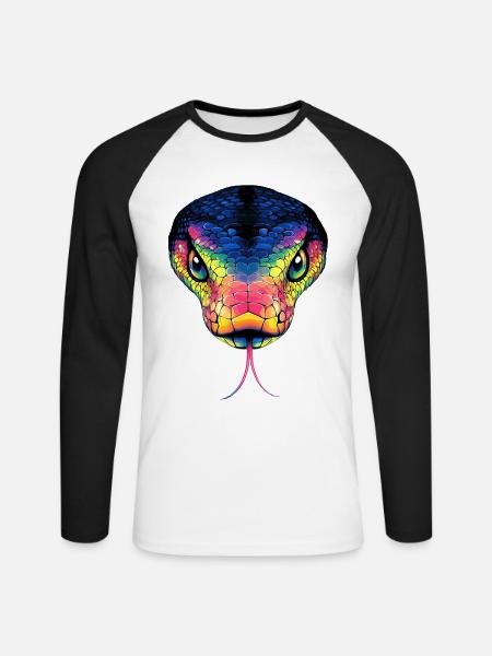 Schlange Python Kobra Mamba Klapperschlange Snake - Unisex Baseballshirt langarm - Weiß/Schwarz