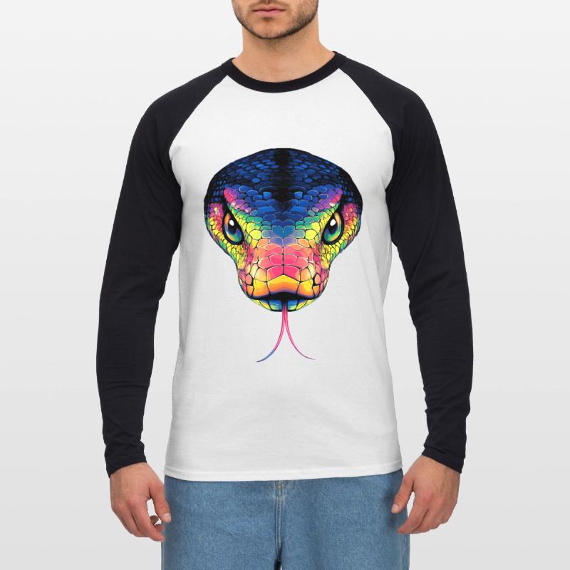 Serpent Python Cobra Mamba Serpent à sonnettes Serpent T-shirt baseball manches longues Homme