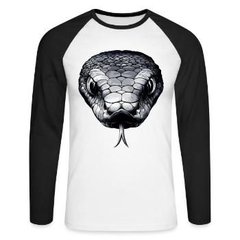 Schlange Python Kobra Mamba Klapperschlange Snake - Unisex Baseballshirt langarm - Weiß/Schwarz - Vorne - Nik (191cm)