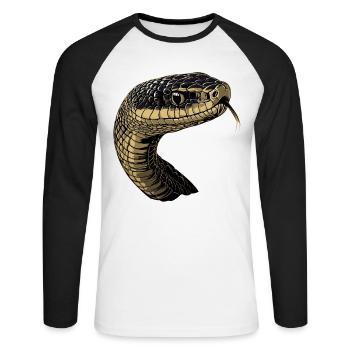Serpent Python Cobra Mamba Serpent à sonnettes Serpent - T-shirt baseball manches longues Homme - blanc/noir - Devant - Nik (191cm)