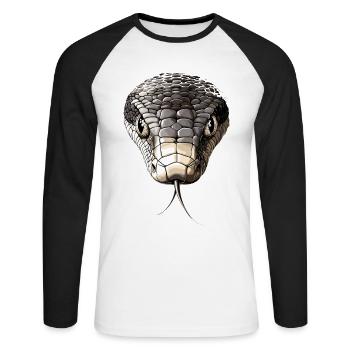 Serpent Python Cobra Mamba Serpent à sonnettes Serpent - T-shirt baseball manches longues Homme - blanc/noir - Devant - Nik (191cm)