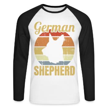 Retro German Shepherd - Unisex Long Sleeve Baseball T-Shirt - white/black - Front - Nik (191cm)
