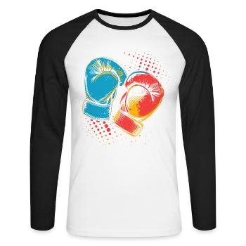 Boxing Gloves Graphic - Unisex Long Sleeve Baseball T-Shirt - white/black - Front - Nik (191cm)