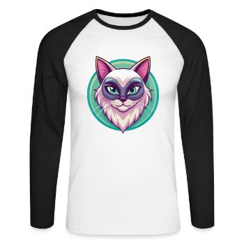 Neva Masquerade Cat Breed Cartoon Kawaii Animal - Unisex Long Sleeve Baseball T-Shirt - white/black - Front - Nik (191cm)
