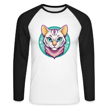 Schnee Bengalen Katze Rasse Karikatur Kawaii Tier Haustier - Unisex Baseballshirt langarm - Weiß/Schwarz - Vorne - Nik (191cm)
