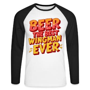 LA BIÈRE : LE MEILLEUR AILIER DE TOUS LES TEMPS - T-shirt baseball manches longues Homme - blanc/noir - Devant - Nik (191cm)