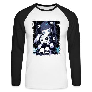 Not Like Other Girls Anime Girl Gothic Grunge - Unisex Baseballshirt langarm - Weiß/Schwarz - Vorne - Nik (191cm)