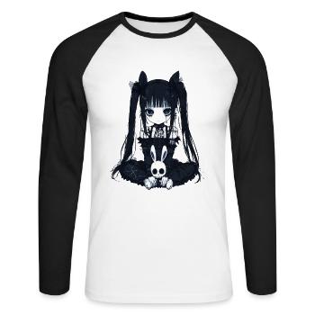 Not Like Other Girls Anime Goth Girl Gothic Hase - Unisex Baseballshirt langarm - Weiß/Schwarz - Vorne - Nik (191cm)