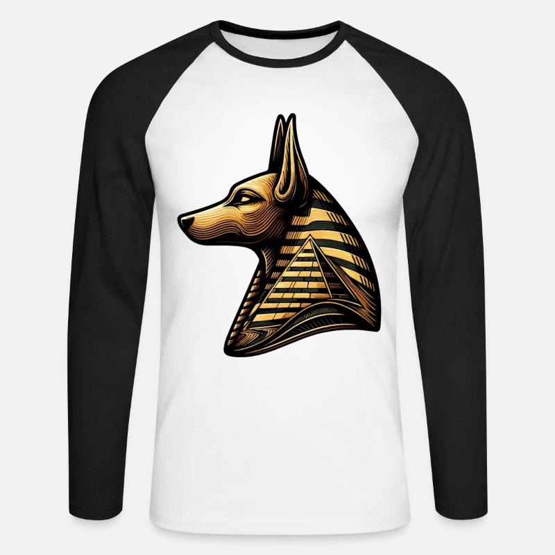 Anubis | Wächter der Gräber Ägypten - Unisex Baseballshirt langarm - Weiß/Schwarz