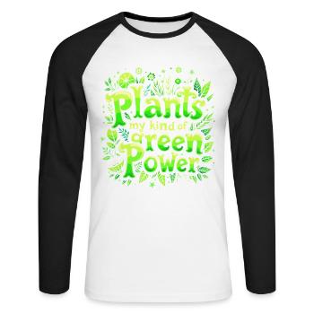PLANTS: MY KIND OF GREEN POWER - Unisex Long Sleeve Baseball T-Shirt - white/black - Front - Nik (191cm)