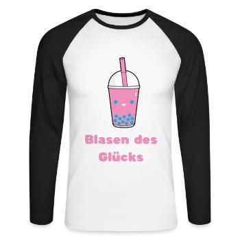 Blasen des Glücks - Unisex Baseballshirt langarm - Weiß/Schwarz - Vorne - Nik (191cm)
