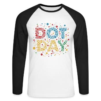 DOT-TAG - Unisex Baseballshirt langarm - Weiß/Schwarz - Vorne - Nik (191cm)