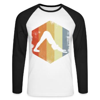 Yogini Drawing - Unisex Long Sleeve Baseball T-Shirt - white/black - Front - Nik (191cm)