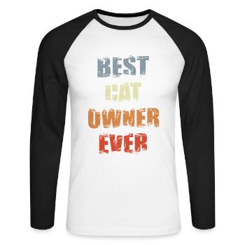 Best Cat Owner Ever - Unisex Long Sleeve Baseball T-Shirt - white/black - Front - Nik (191cm)