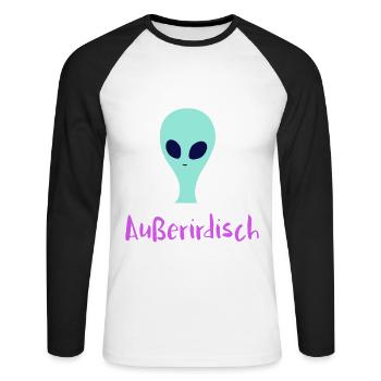 Mysterious Alien - Unisex Long Sleeve Baseball T-Shirt - white/black - Front - Nik (191cm)