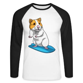 Hamster Surfing Surfboard Summer - Unisex Long Sleeve Baseball T-Shirt - white/black - Front - Nik (191cm)