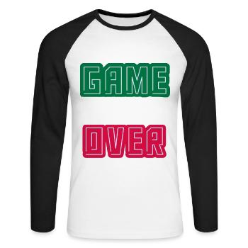 Fin de partie, niveau d’achèvement débloqué - T-shirt baseball manches longues Homme - blanc/noir - Devant - Nik (191cm)