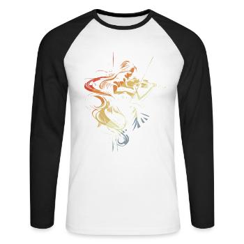 Violine Mädchen - Unisex Baseballshirt langarm - Weiß/Schwarz - Vorne - Nik (191cm)
