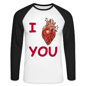 Blutrünstige Liebe (Rot) - Unisex Baseballshirt langarm - Weiß/Schwarz - Vorne - Nik (191cm)