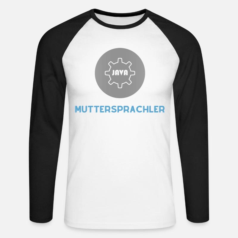 Muttersprachler: JavaScript Edition - Unisex Baseballshirt langarm - Weiß/Schwarz