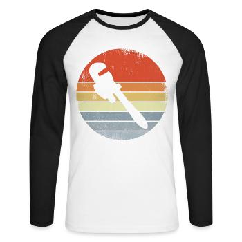 Pipe wrench vintage look - Unisex Long Sleeve Baseball T-Shirt - white/black - Front - Nik (191cm)