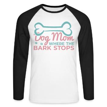 Hunde Mama Spruch - Unisex Baseballshirt langarm - Weiß/Schwarz - Vorne - Nik (191cm)